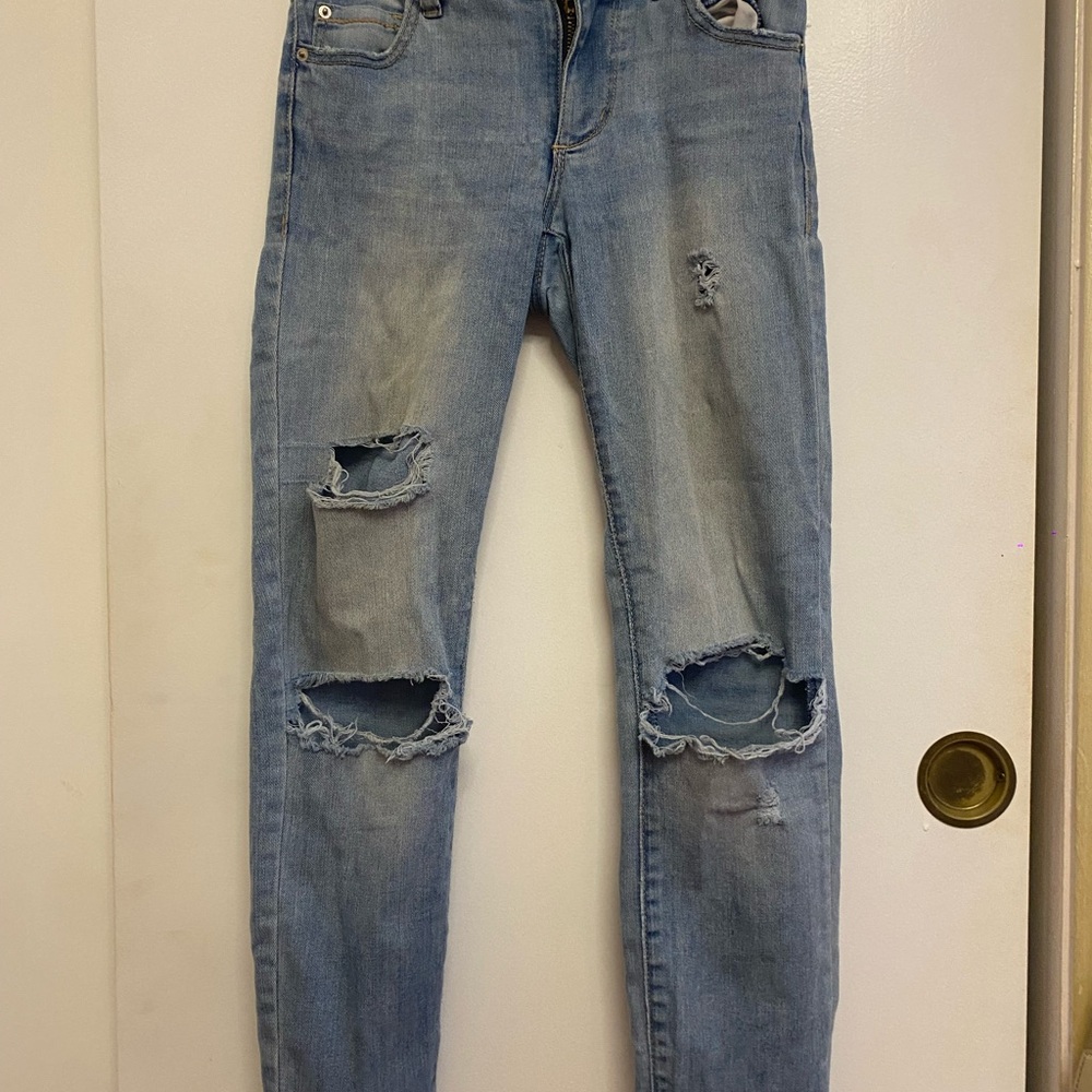 Men's Distressed Light Blue Jeans